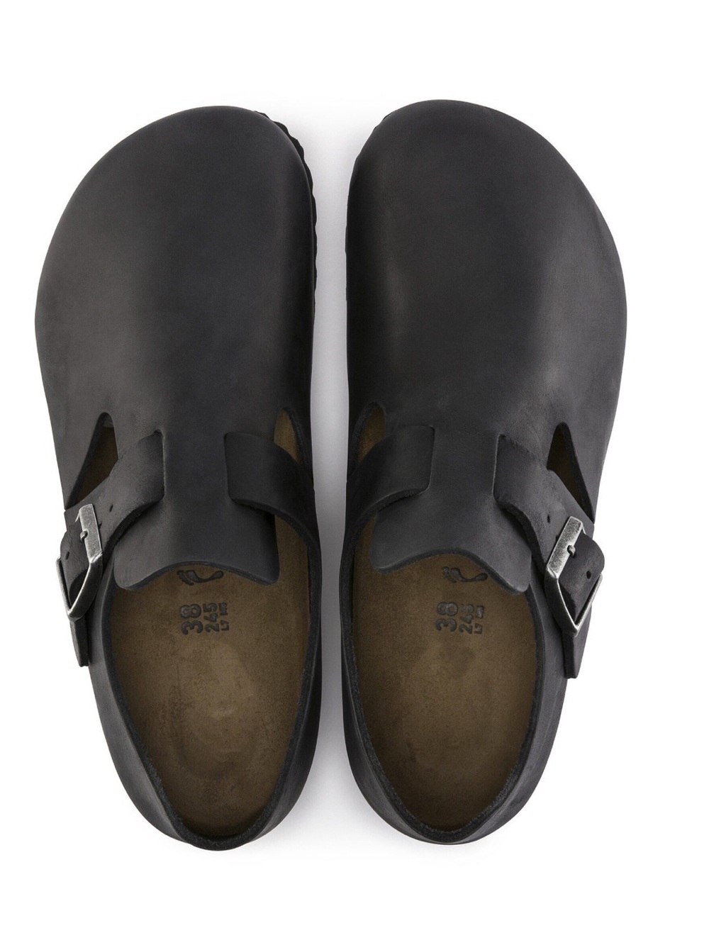 Birkenstock London Oiled Leather Matte Black - Men's Slip-On with Buckle